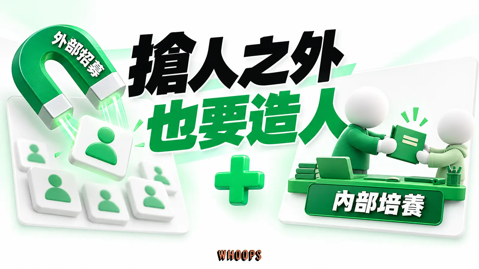 外部延攬的人才卡與內部師徒協作培養的新人才並列。