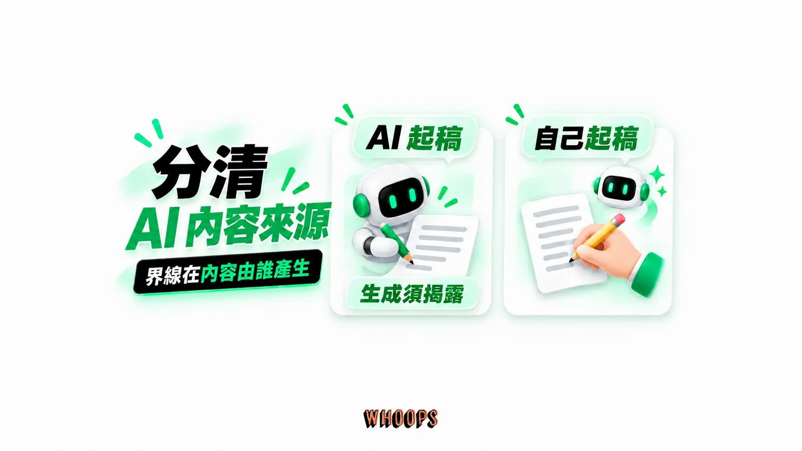 分清 AI 內容來源：AI 起稿、自己起稿、生成須揭露