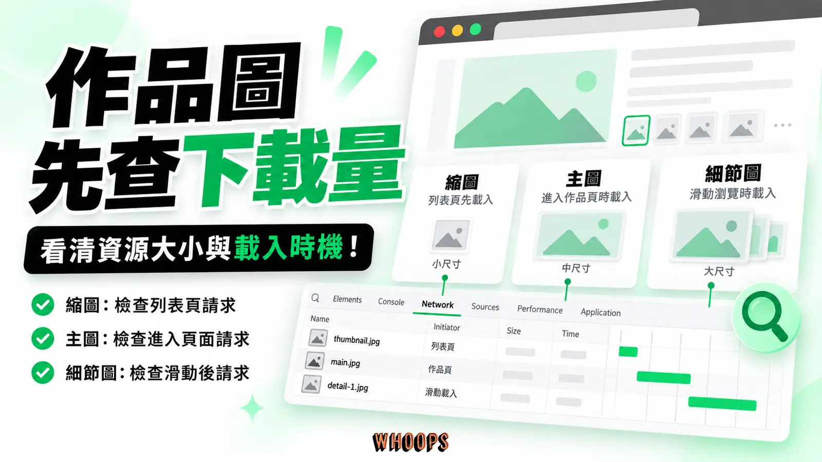 作品圖先查下載量：縮圖、主圖、細節圖