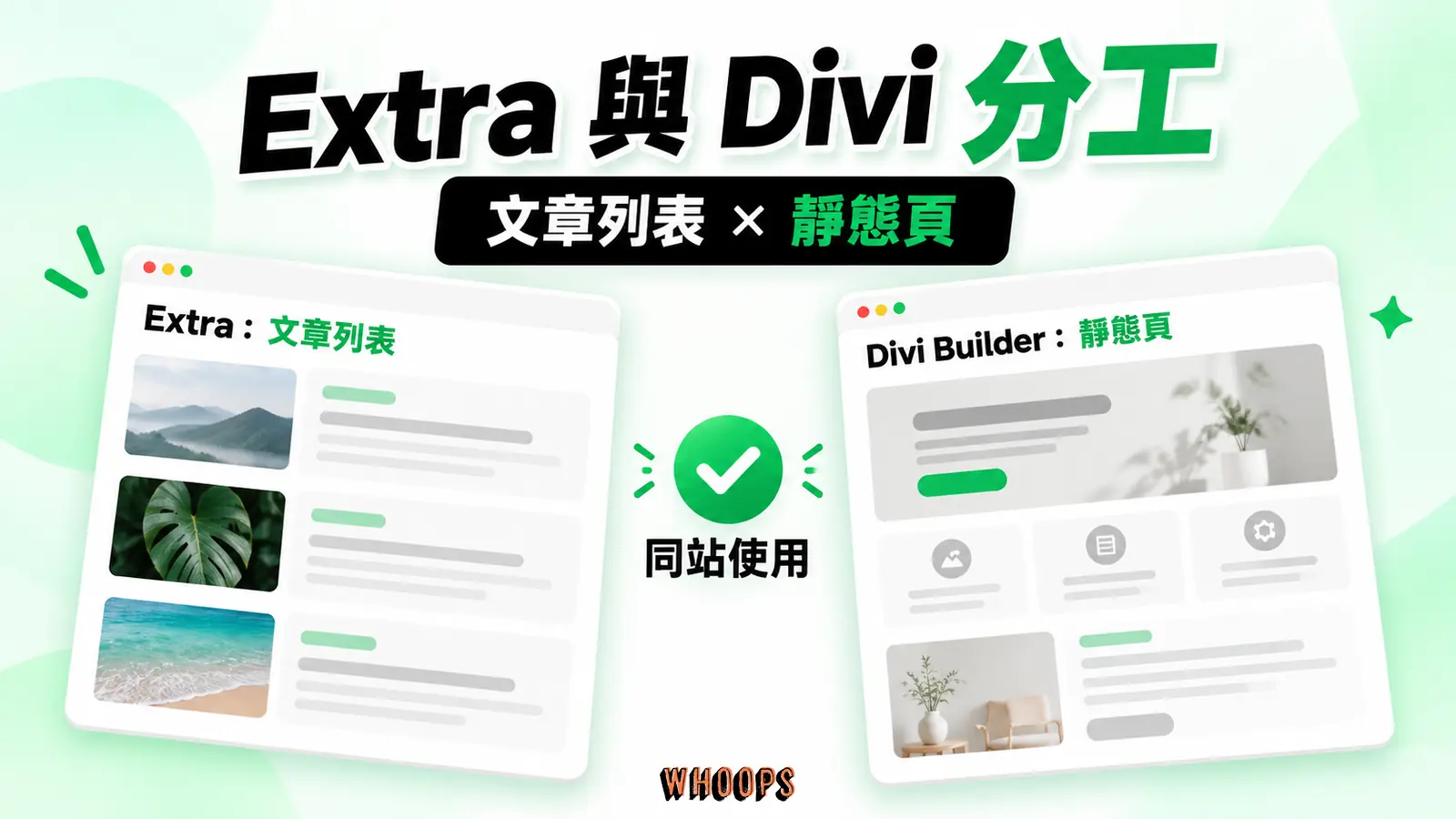 Extra 與 Divi 的分工：文章列表、靜態頁、同站使用