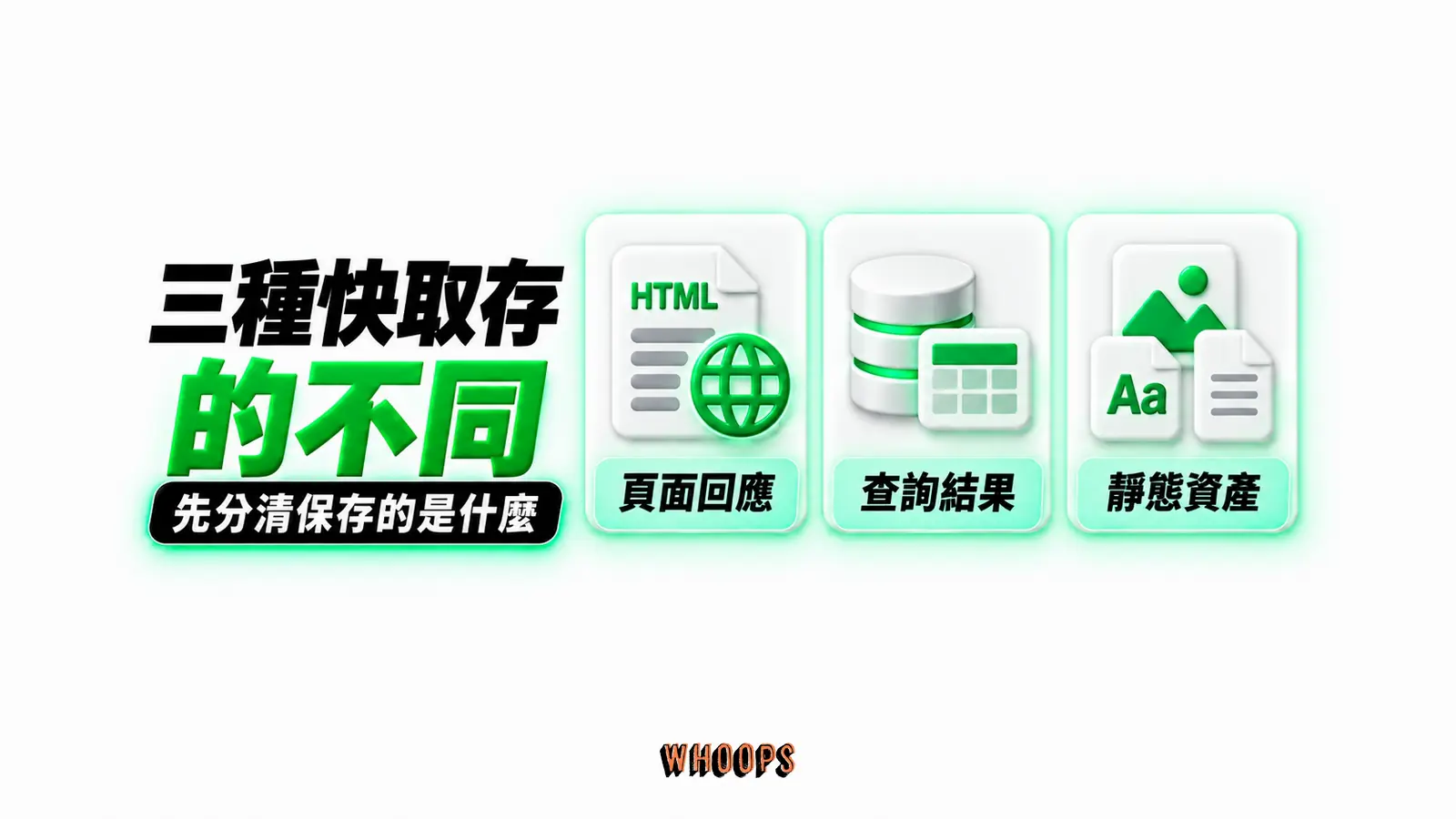 三種快取存的不同:頁面回應、查詢結果、靜態資產