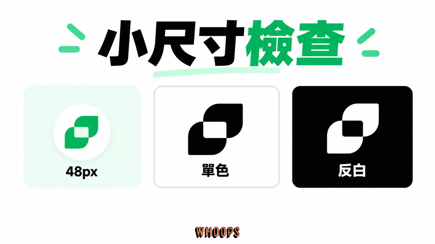 小尺寸檢查：社群頭像與 favicon 縮小後檢查單色和反白。
