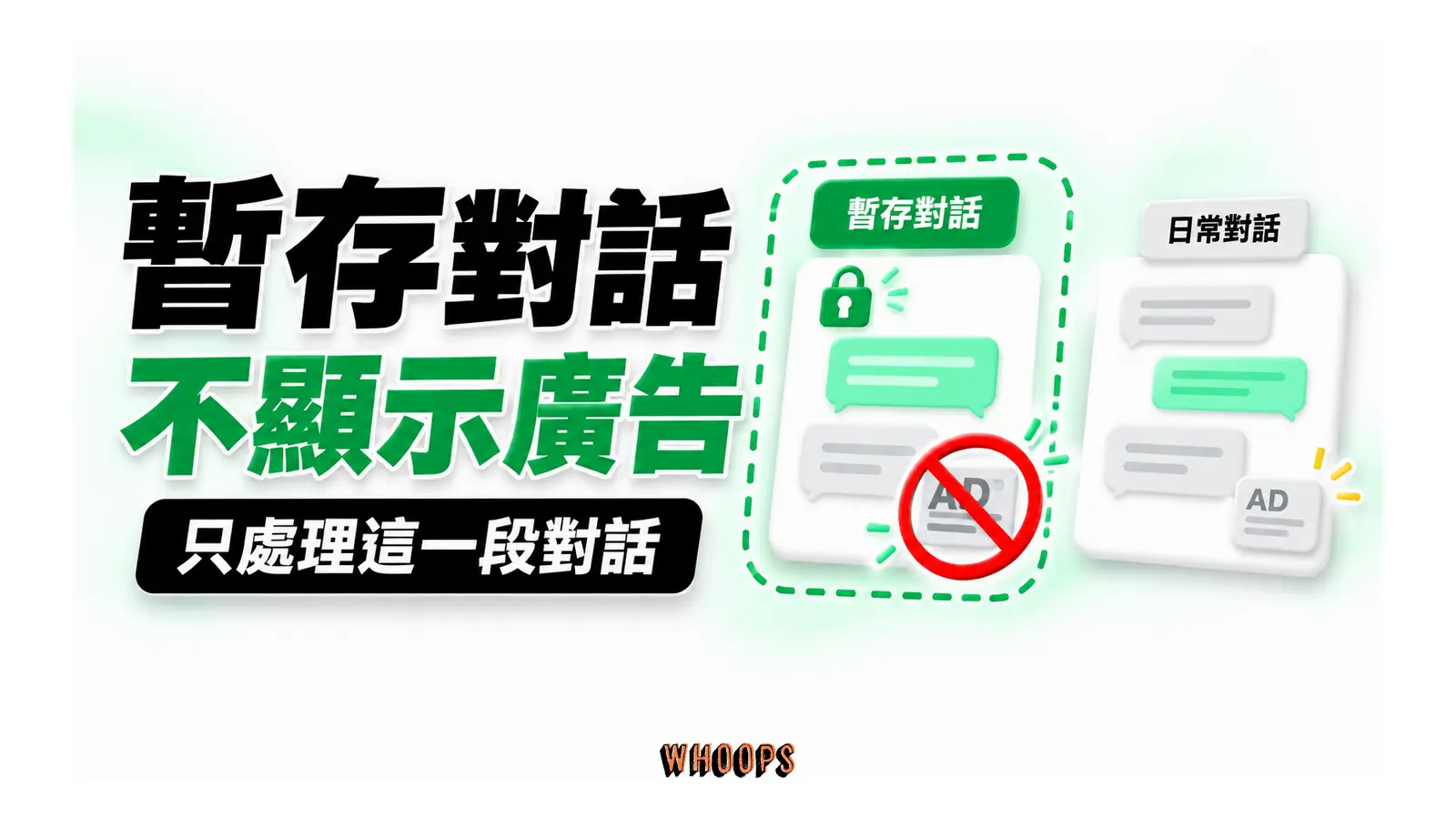 暫存對話以獨立範圍不顯示廣告,一般對話仍分開