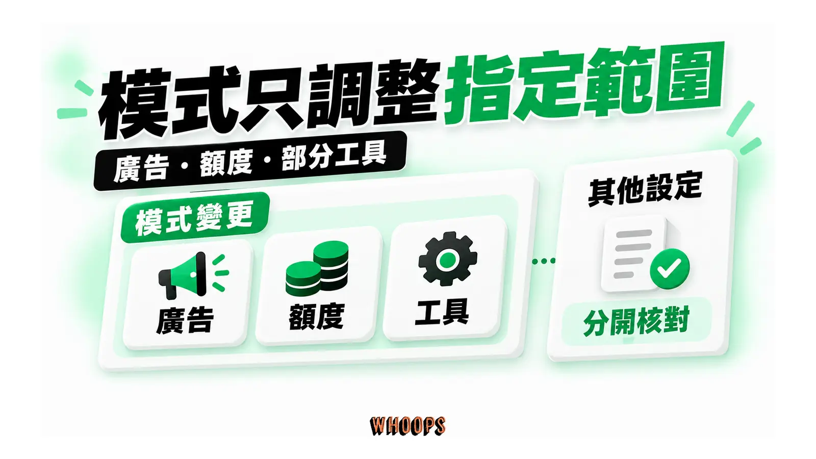 無廣告模式指定影響範圍與其他設定分開核對