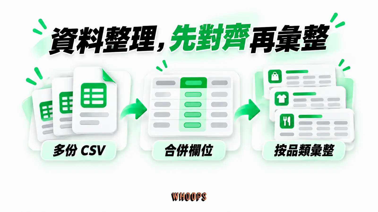 資料整理,先對齊再彙整:多份 CSV、合併欄位、按品類彙整