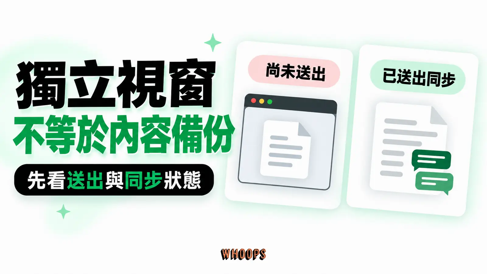 獨立視窗不等於內容備份：尚未送出、已送出同步、獨立App
