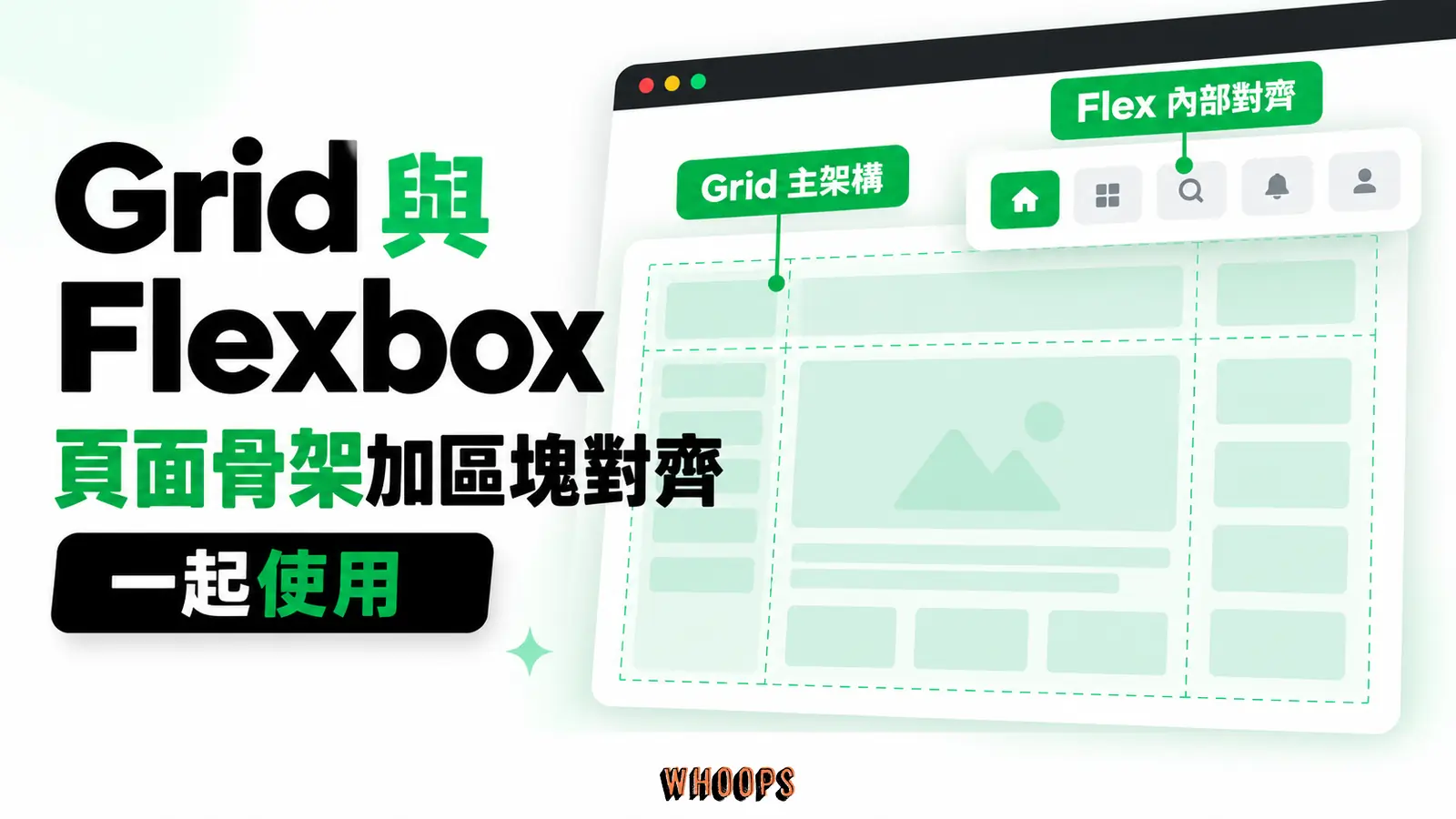 Grid 管理二維頁面區域，Flexbox 管理一維內容排列；兩者可以同時用於不同層級。