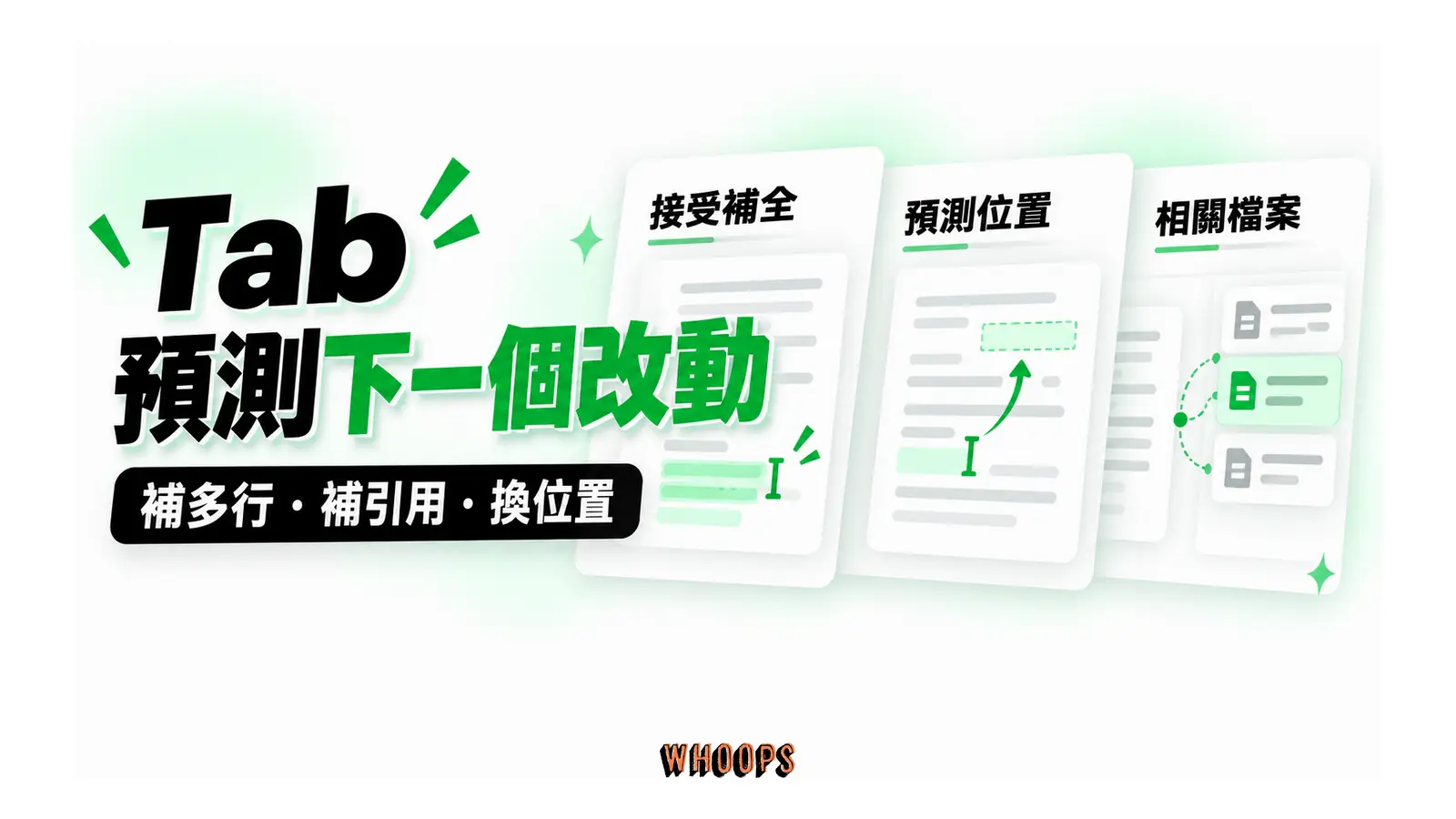 Tab 預測下一個改動圖解：補多行・補引用・換位置