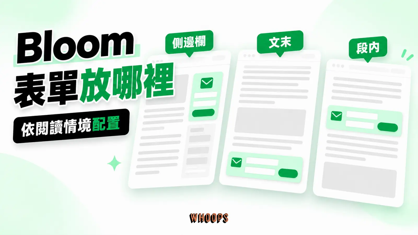 Bloom 表單放哪裡：側邊欄、文末、段內