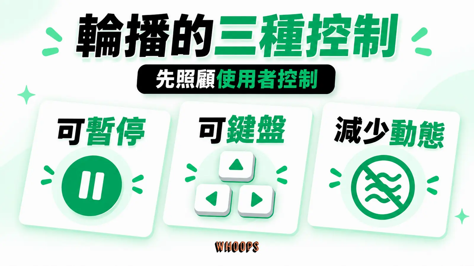 輪播的三種控制：可暫停、可鍵盤、減少動態
