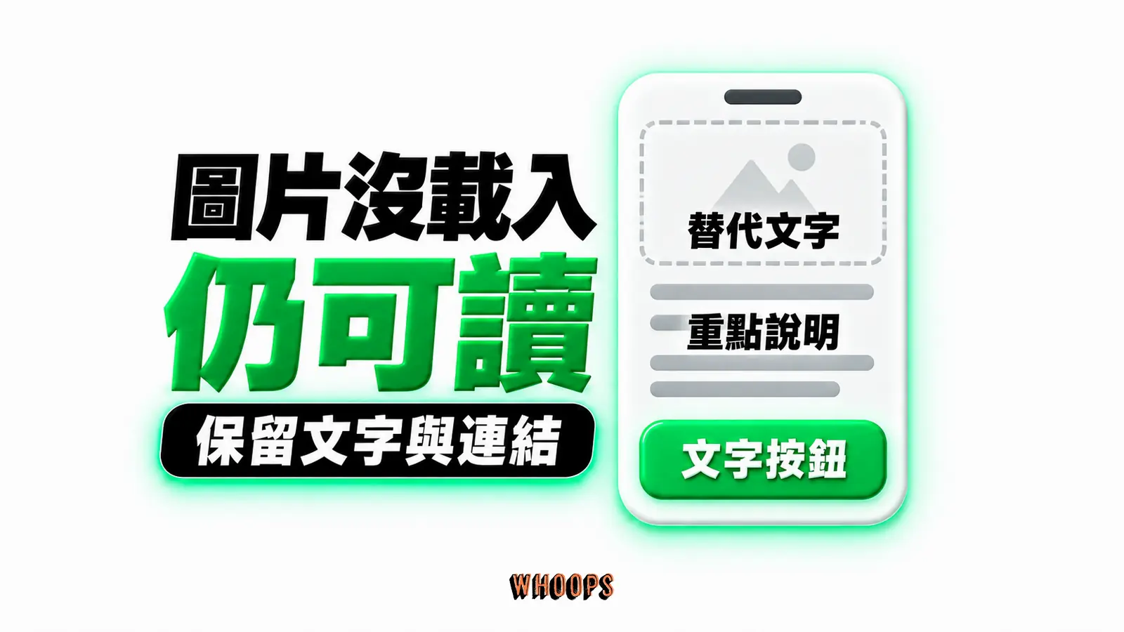 圖片沒載入仍可讀:替代文字、重點說明、文字按鈕