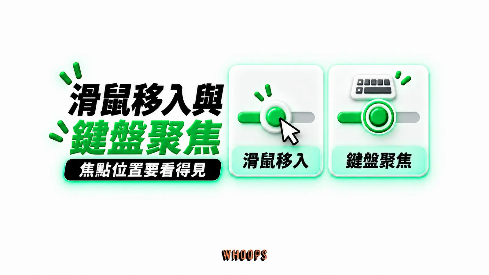 滑鼠移入與鍵盤聚焦：滑鼠移入、鍵盤聚焦