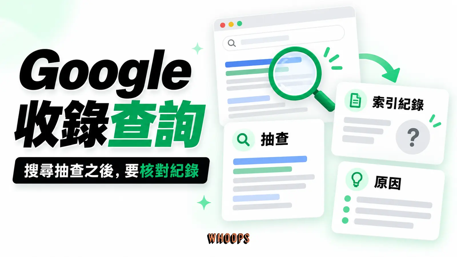 Google收錄查詢：抽查、索引紀錄、原因