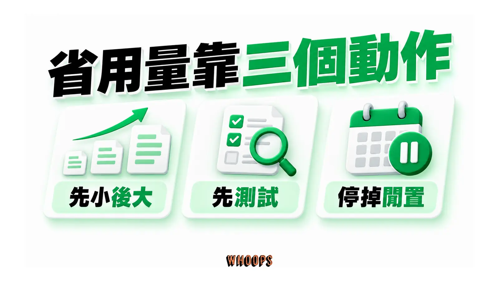 小任務試跑、排程測試與暫停閒置流程三個動作並列。