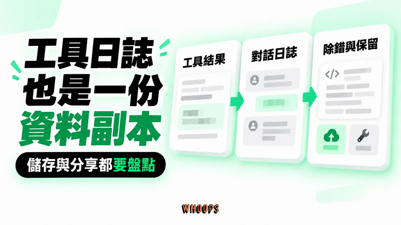 工具日誌也是一份資料副本:工具結果、對話日誌、除錯與保留