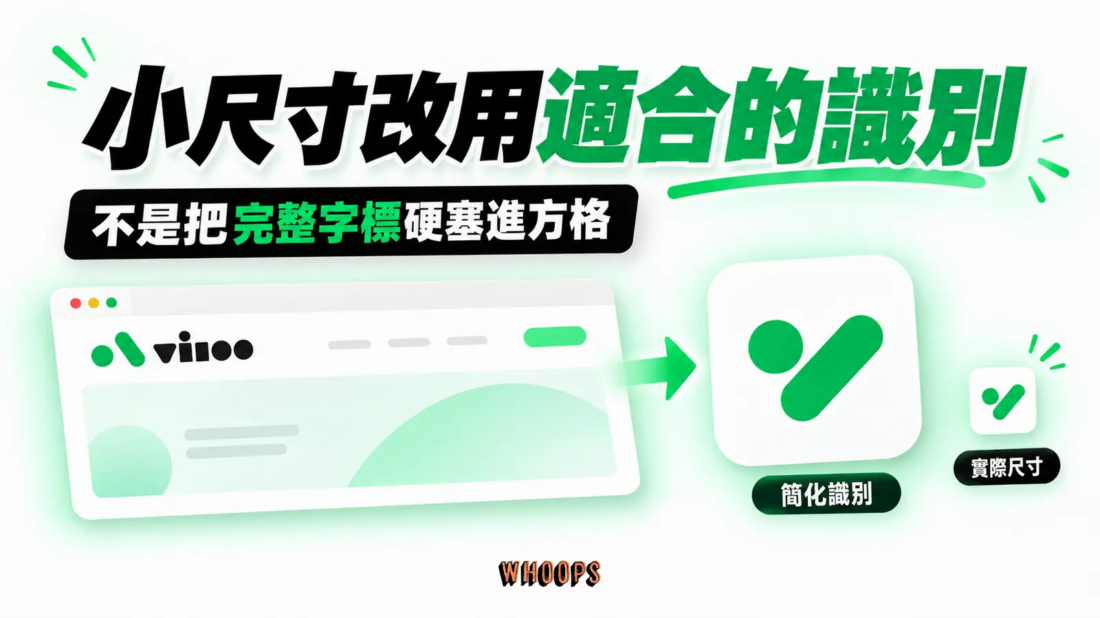 完整字標與小尺寸圖示可用不同版本，並在實際載體確認辨識度。