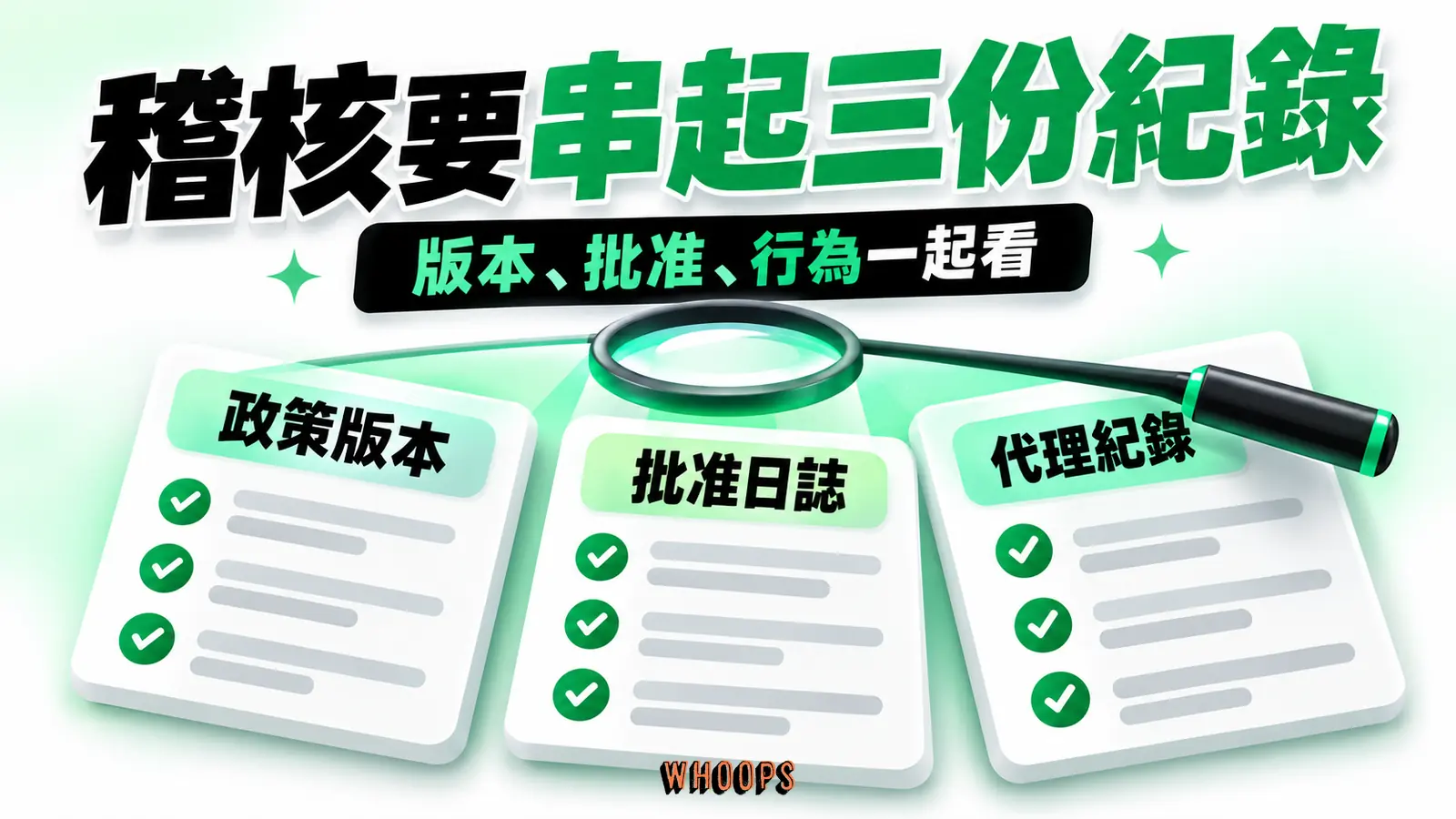 政策版本、批准日誌、代理紀錄三份證據需要一起核對。