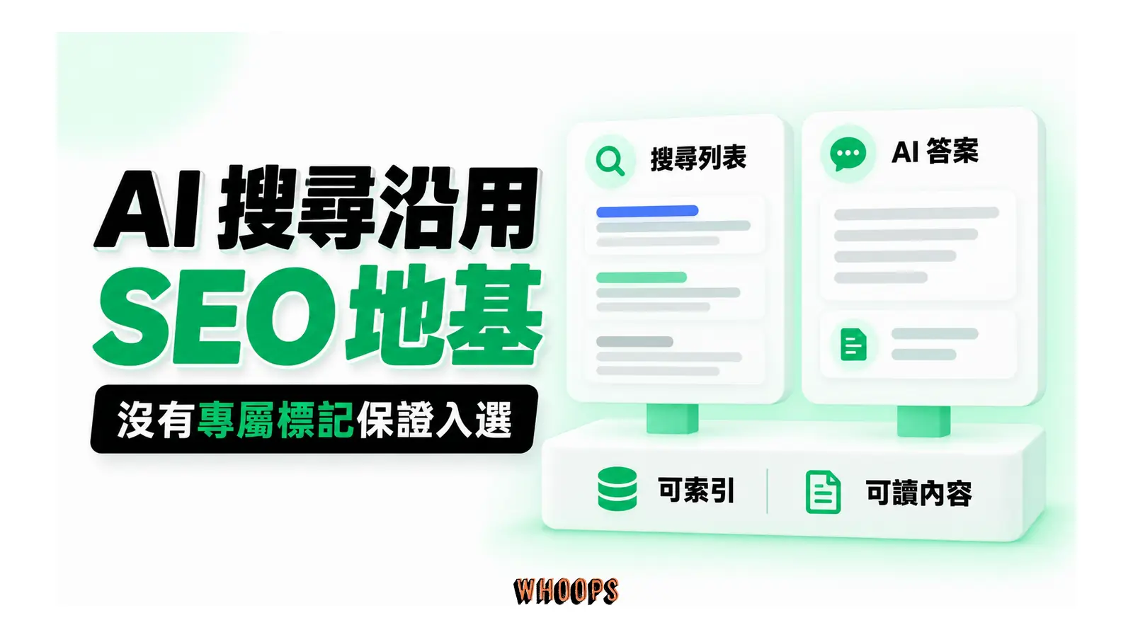 AI 搜尋沿用 SEO 地基：沒有專屬標記保證入選