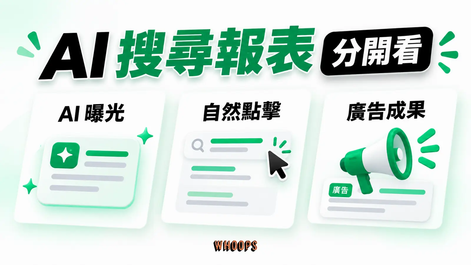 AI 搜尋報表怎麼分：AI 曝光、自然點擊、廣告成果