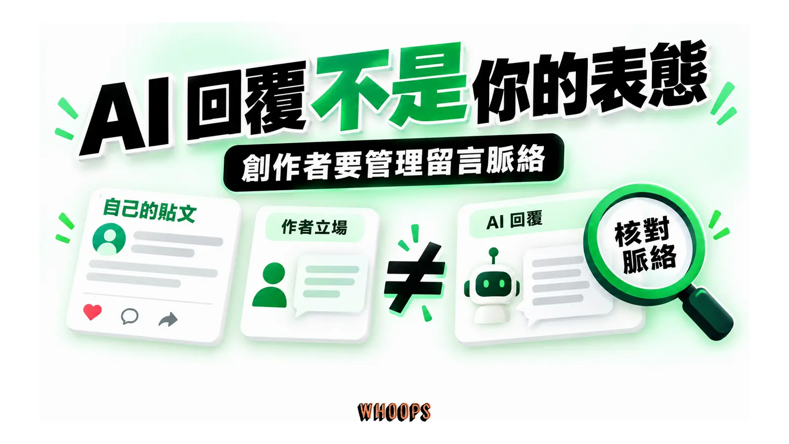 AI 回覆與作者立場分開，由創作者核對留言脈絡