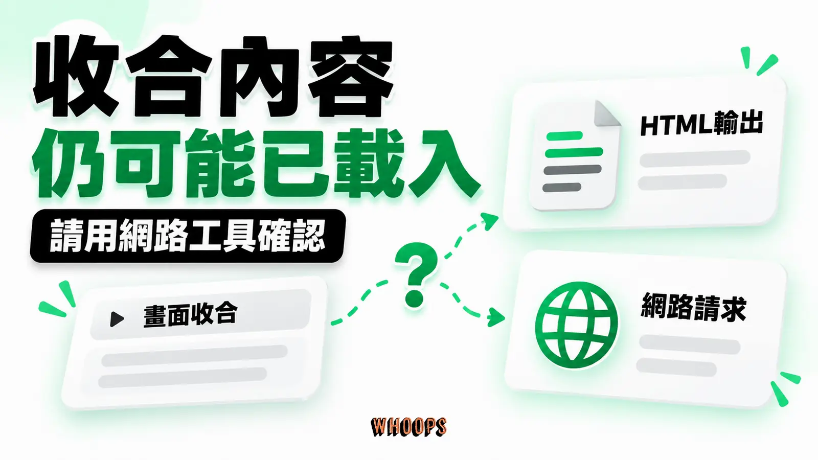 收合內容仍可能已載入：畫面收合、HTML輸出、網路請求