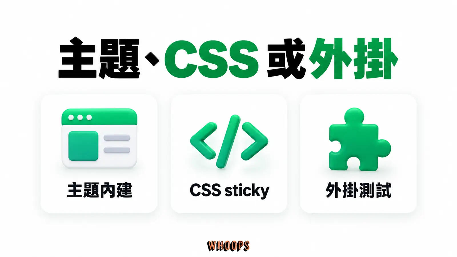 主題、CSS 或外掛：主題內建、CSS sticky、外掛測試