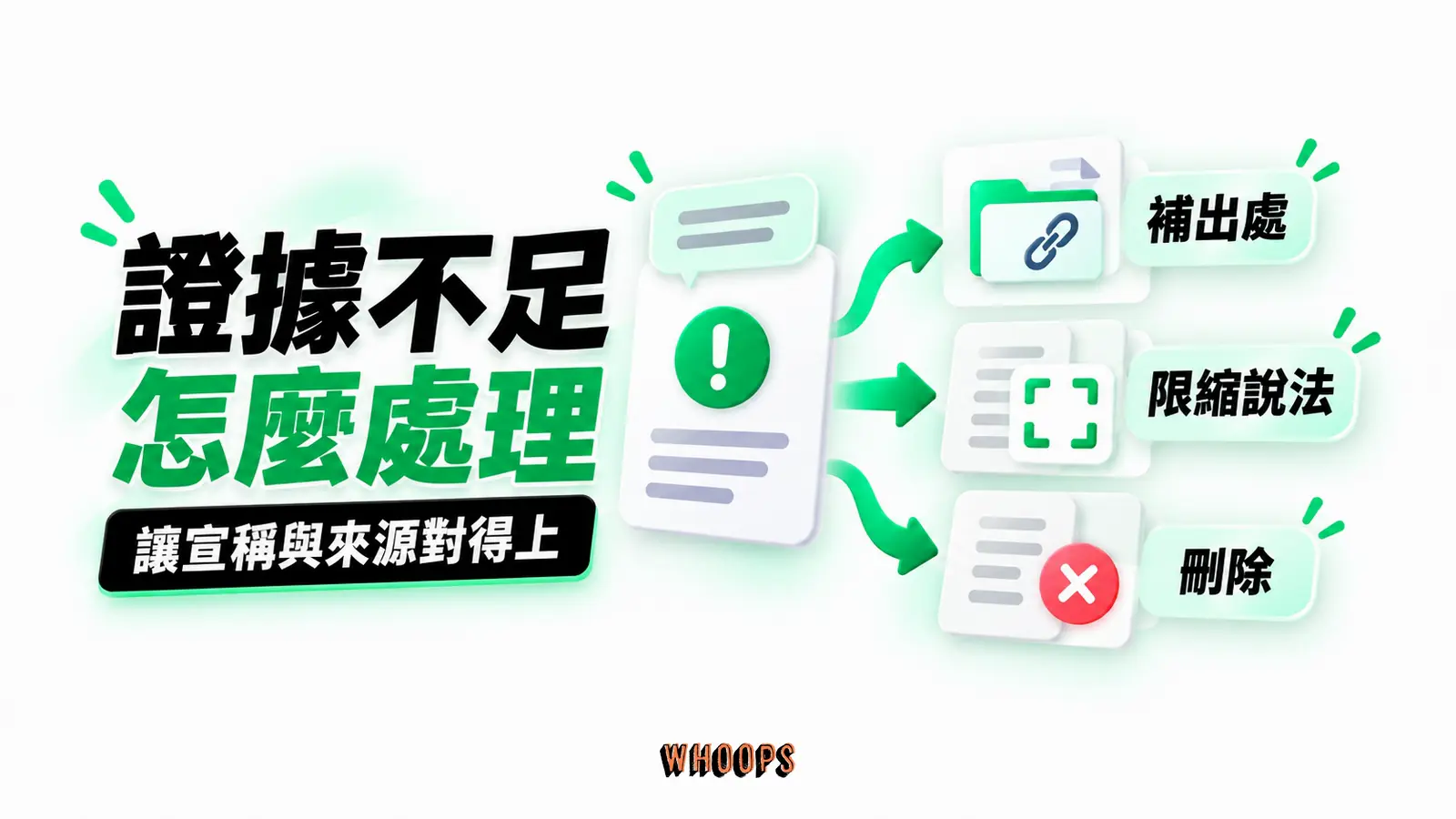 證據不足怎麼處理：補出處、限縮說法、刪除
