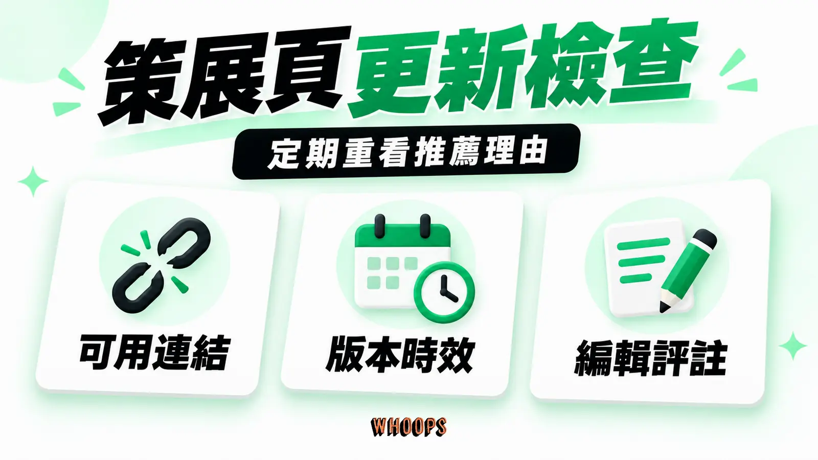策展頁更新檢查：可用連結、版本時效、編輯評註